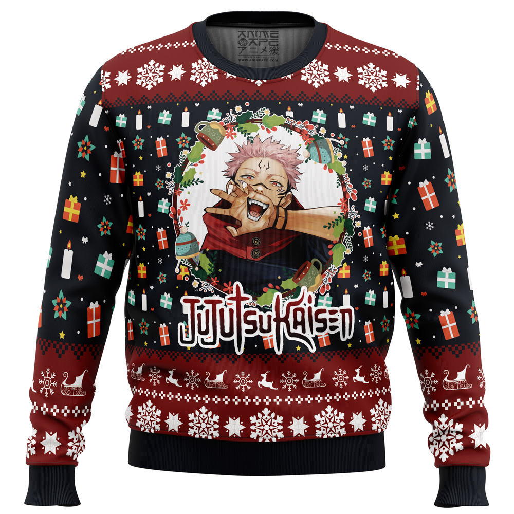 Sukuna Christmas Jujutsu Kaisen men sweatshirt FRONT mockup - Official Jujutsu Kaisen Store