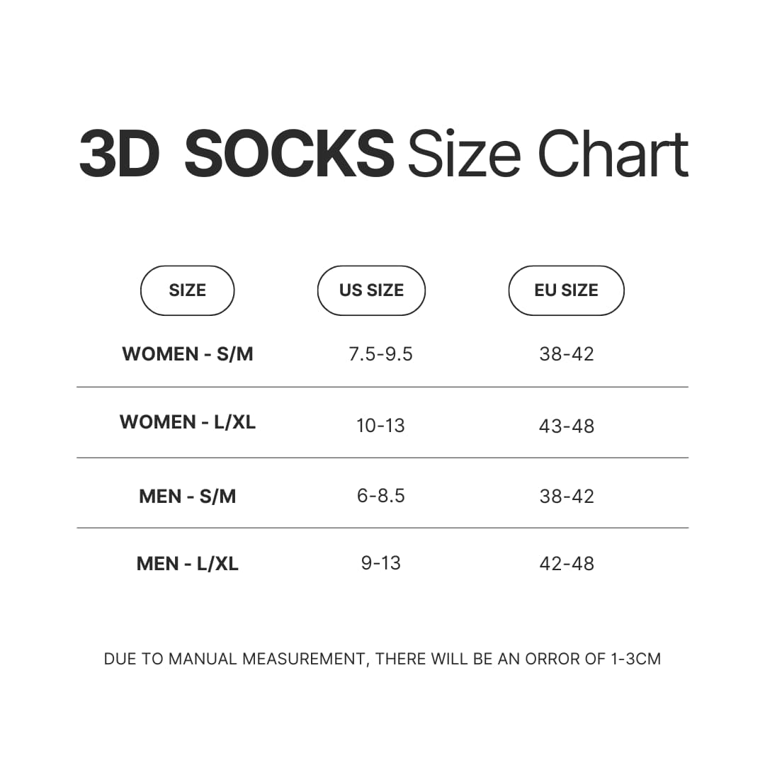 3D Socks Size Chart - Official Jujutsu Kaisen Store