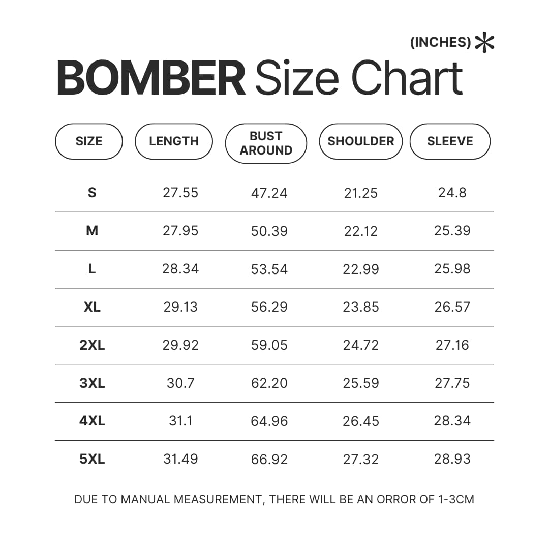Bomber Size Chart - Official Jujutsu Kaisen Store