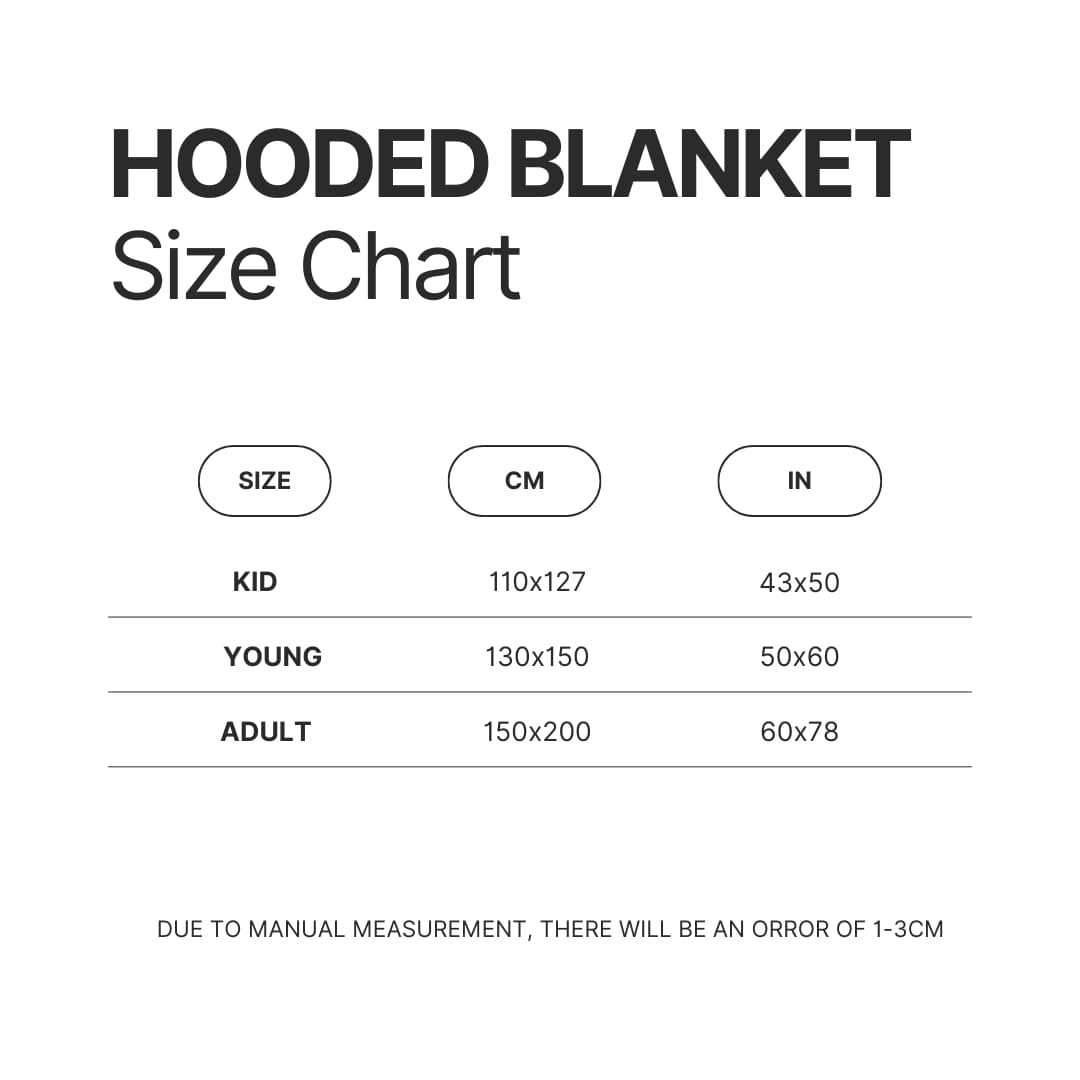 Hooded Blanket Size Chart - Official Jujutsu Kaisen Store