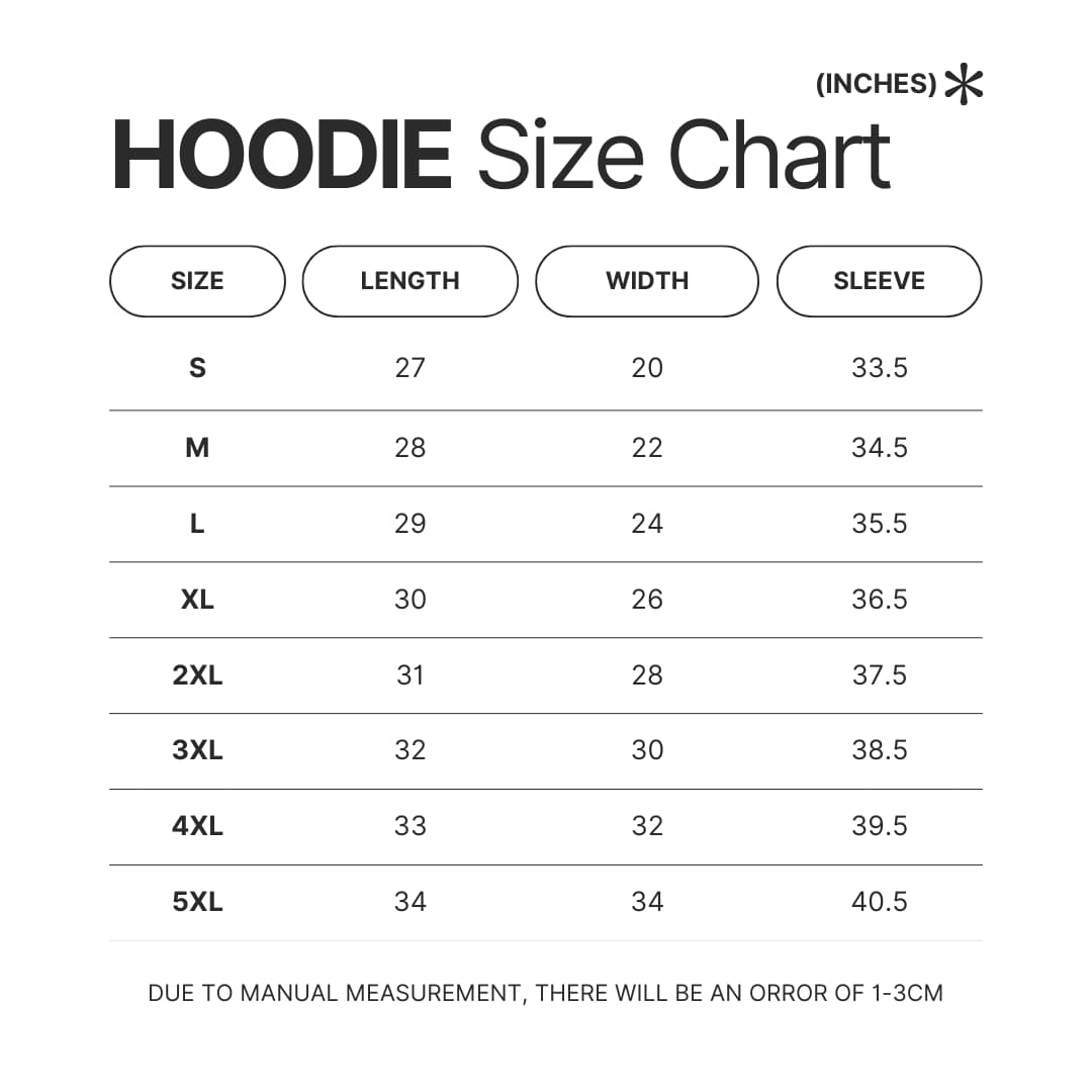 Hoodie Size Chart - Official Jujutsu Kaisen Store
