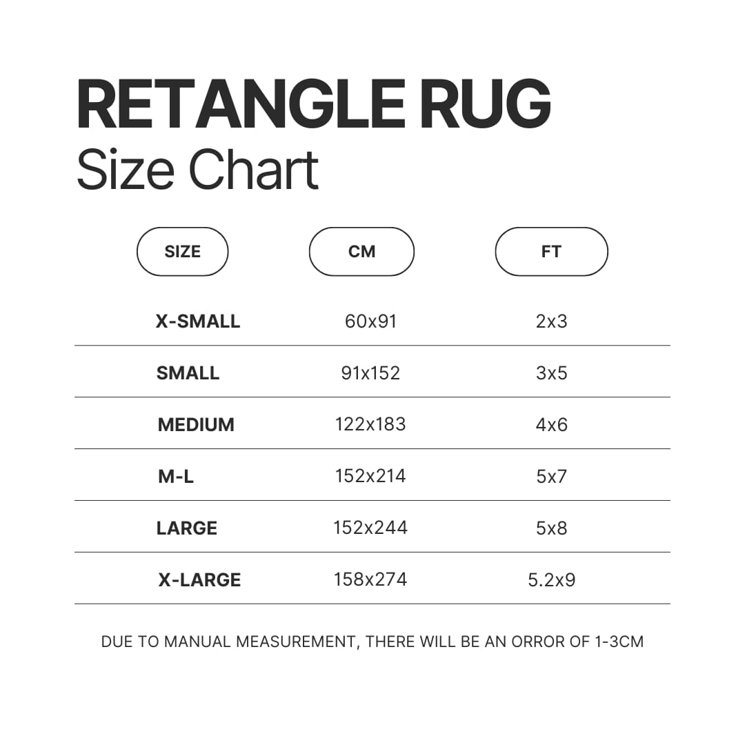 Retangle Rug Size Chart - Official Jujutsu Kaisen Store