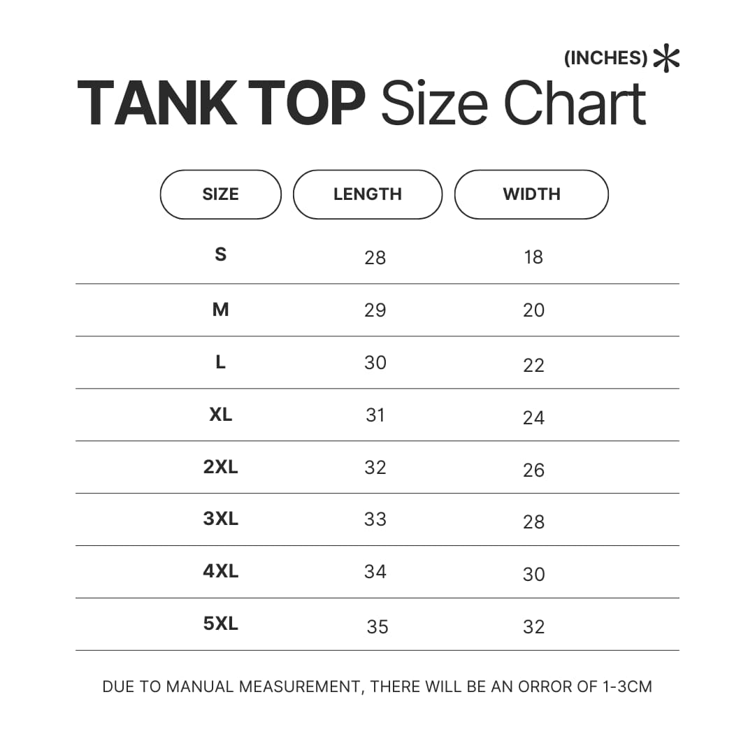 Tank Top Size Chart - Official Jujutsu Kaisen Store