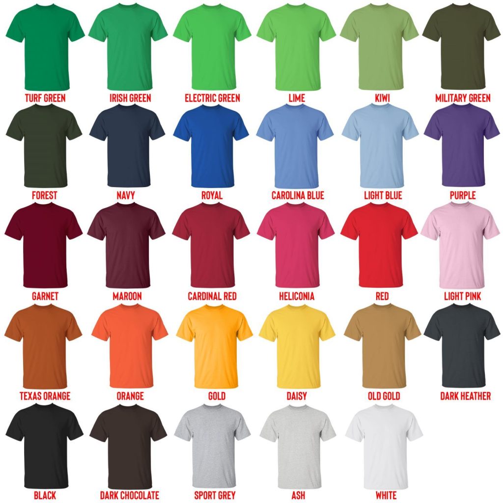 t shirt color chart 1 - Official Jujutsu Kaisen Store