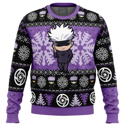 Chibi Satoru Gojo JK Ugly Christmas Sweater FRONT mockup - Official Jujutsu Kaisen Store