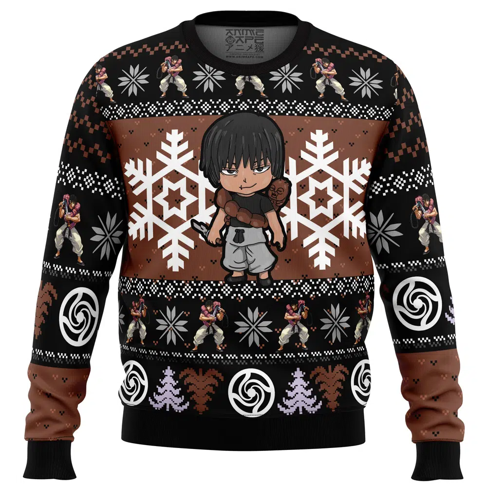 Chibi Toji Fushiguro JK Ugly Christmas Sweater FRONT mockup - Official Jujutsu Kaisen Store