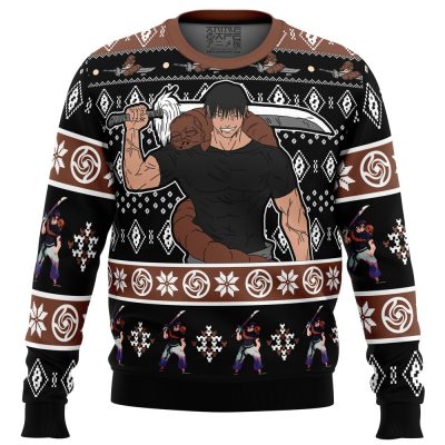 Sorcerer Killer Toji Fushiguro JKPC Ugly Christmas Sweater FRONT mockup - Official Jujutsu Kaisen Store